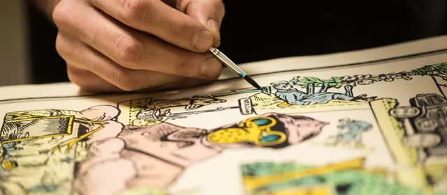 Coloriage d’une image d’Épinal au pinceau